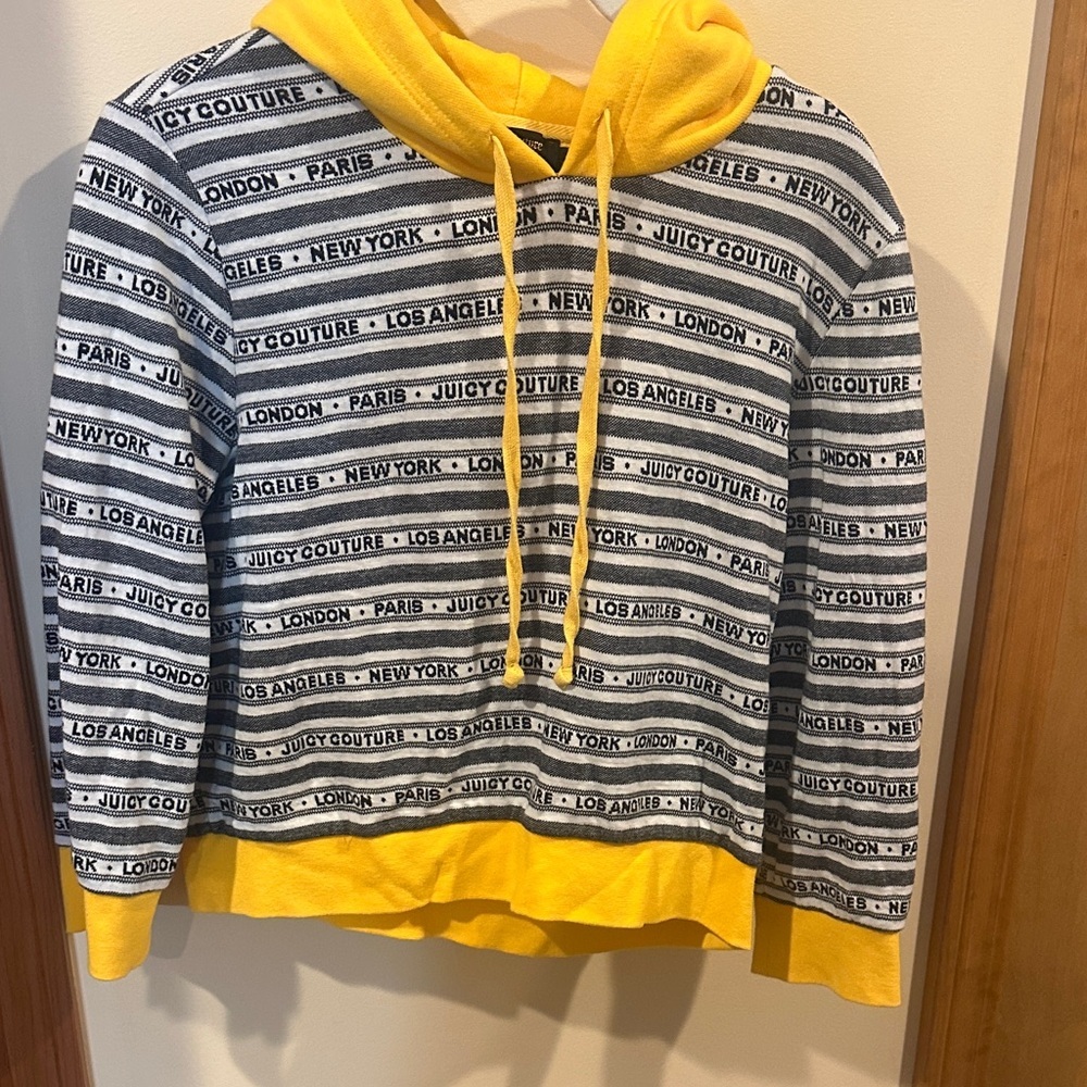 Juicy Couture Yellow and Gray Striped Hoodie